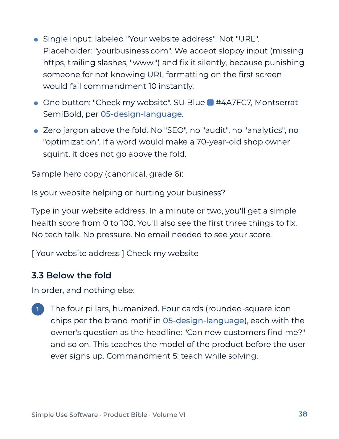 Product Bible, Products in Practice, page 38