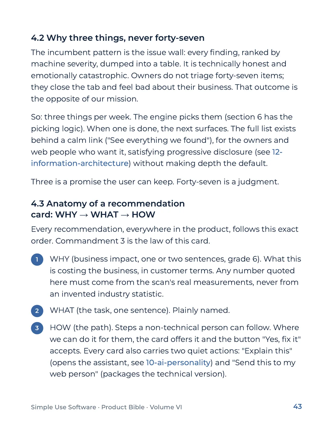 Product Bible, Products in Practice, page 43
