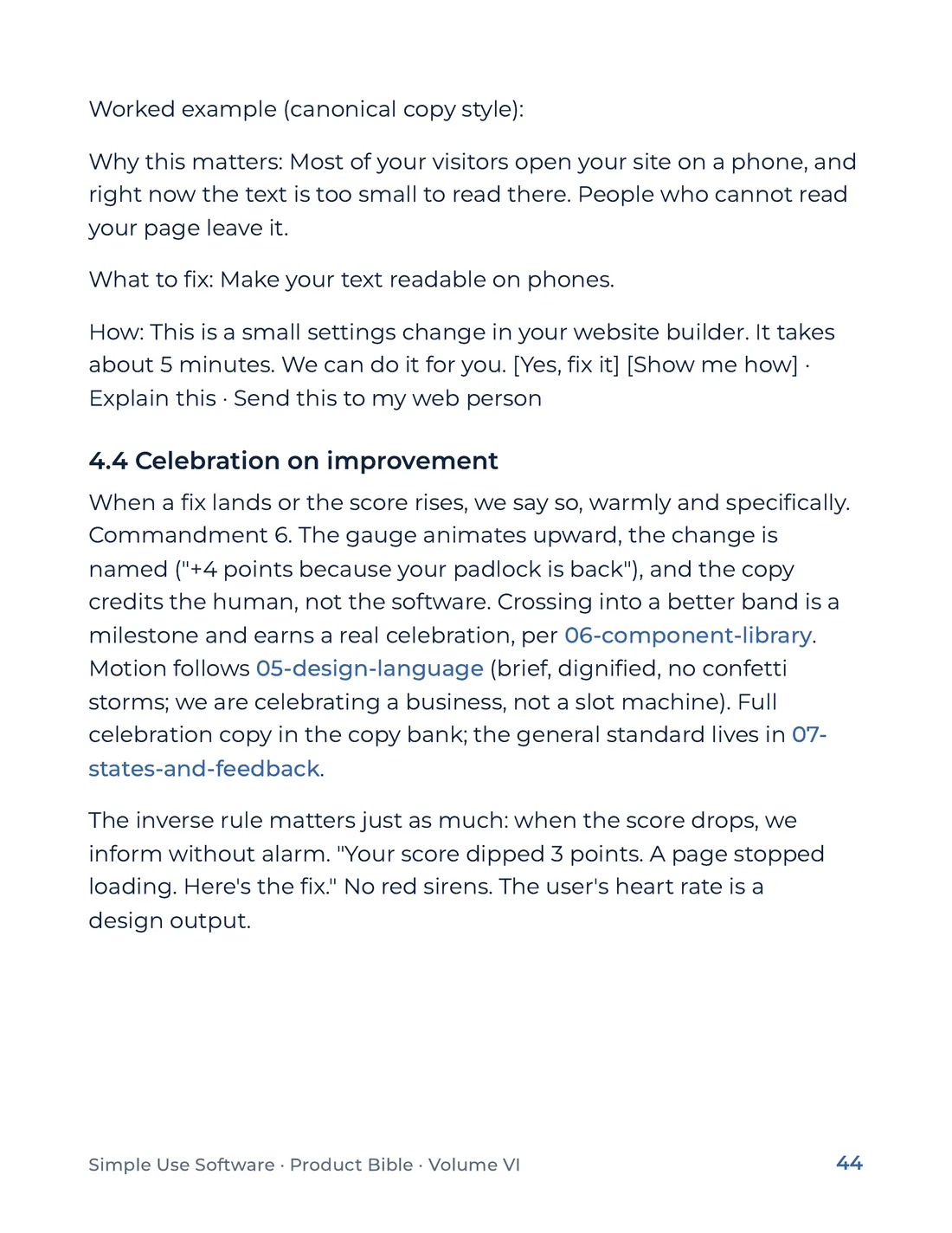 Product Bible, Products in Practice, page 44