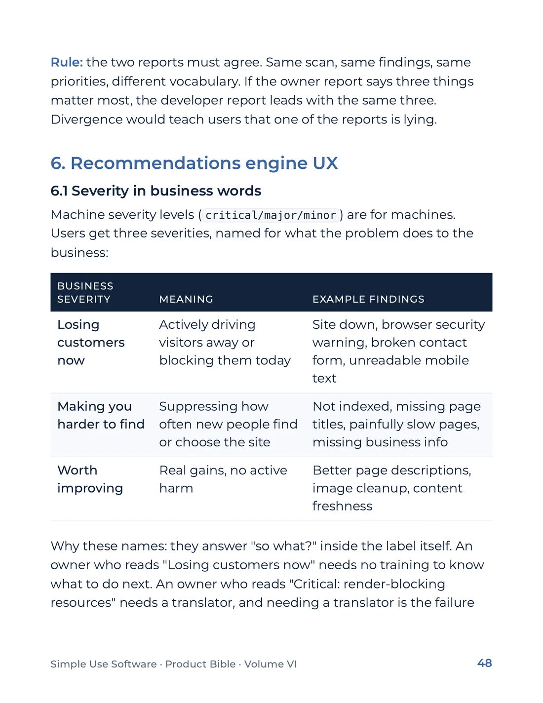 Product Bible, Products in Practice, page 48