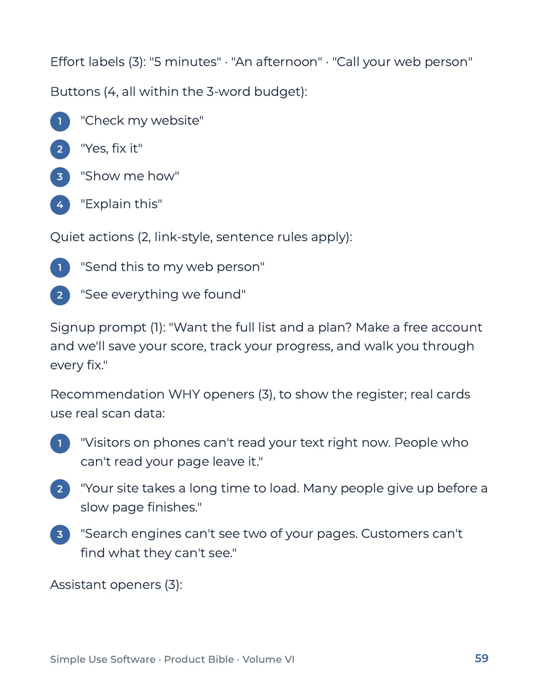 Product Bible, Products in Practice, page 59