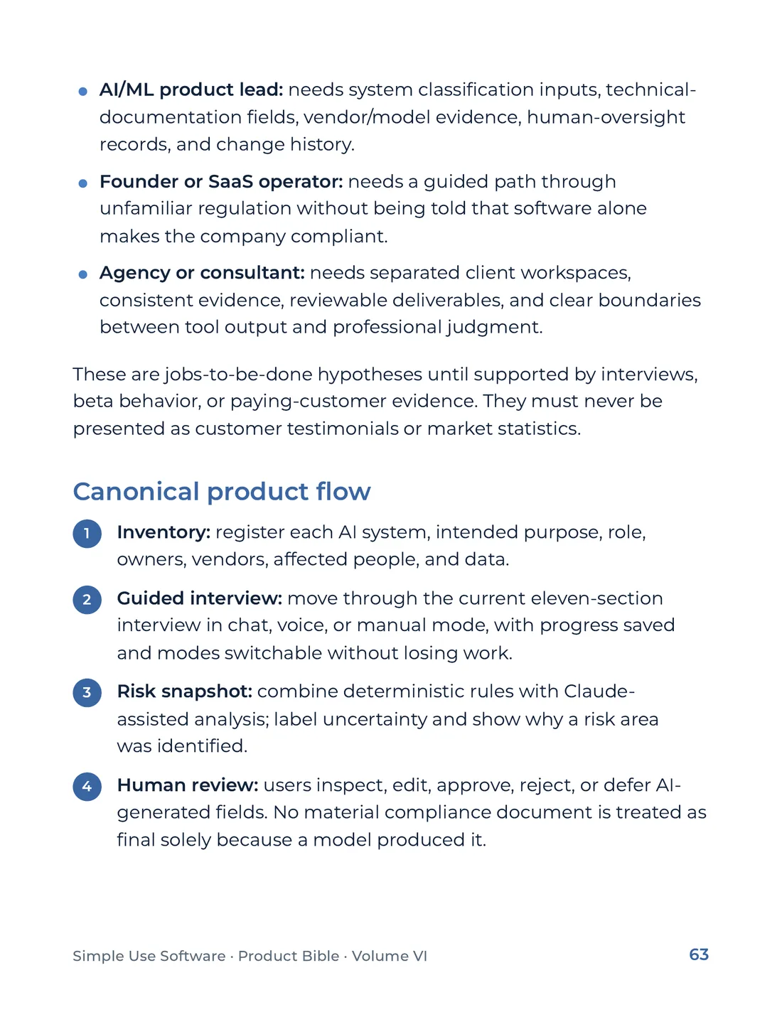 Product Bible, Products in Practice, page 63
