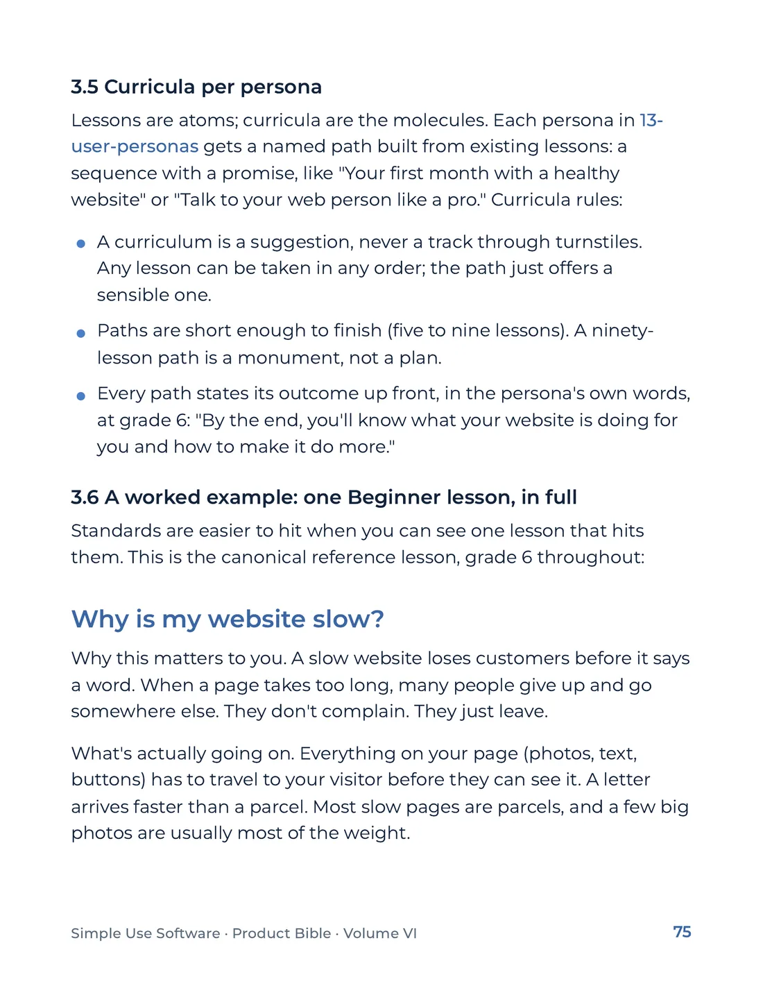 Product Bible, Products in Practice, page 75