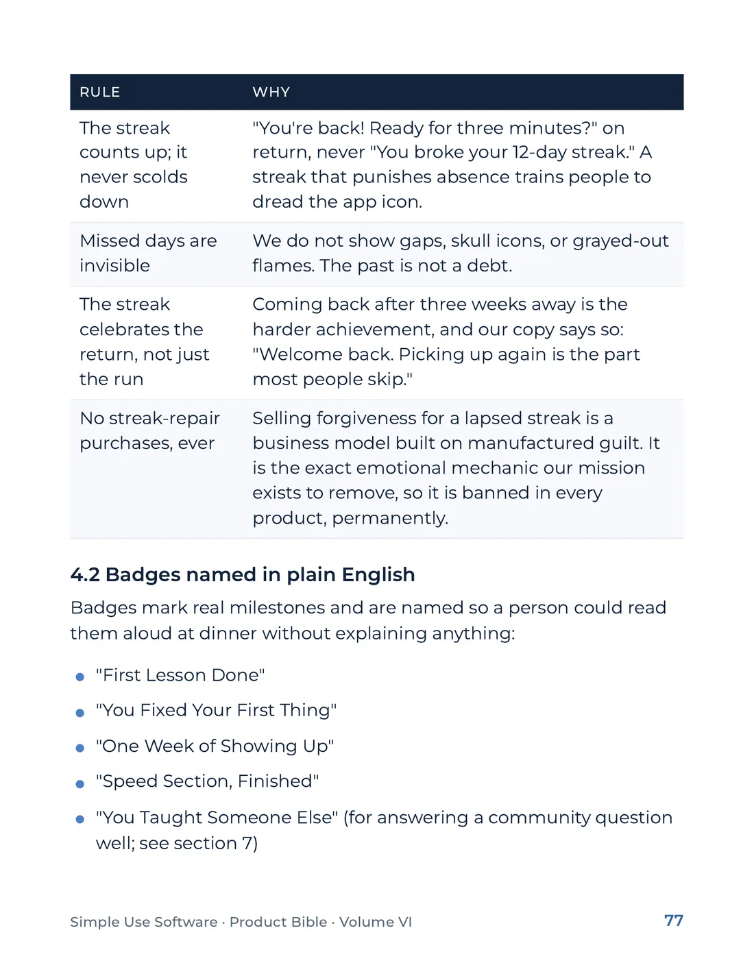 Product Bible, Products in Practice, page 77