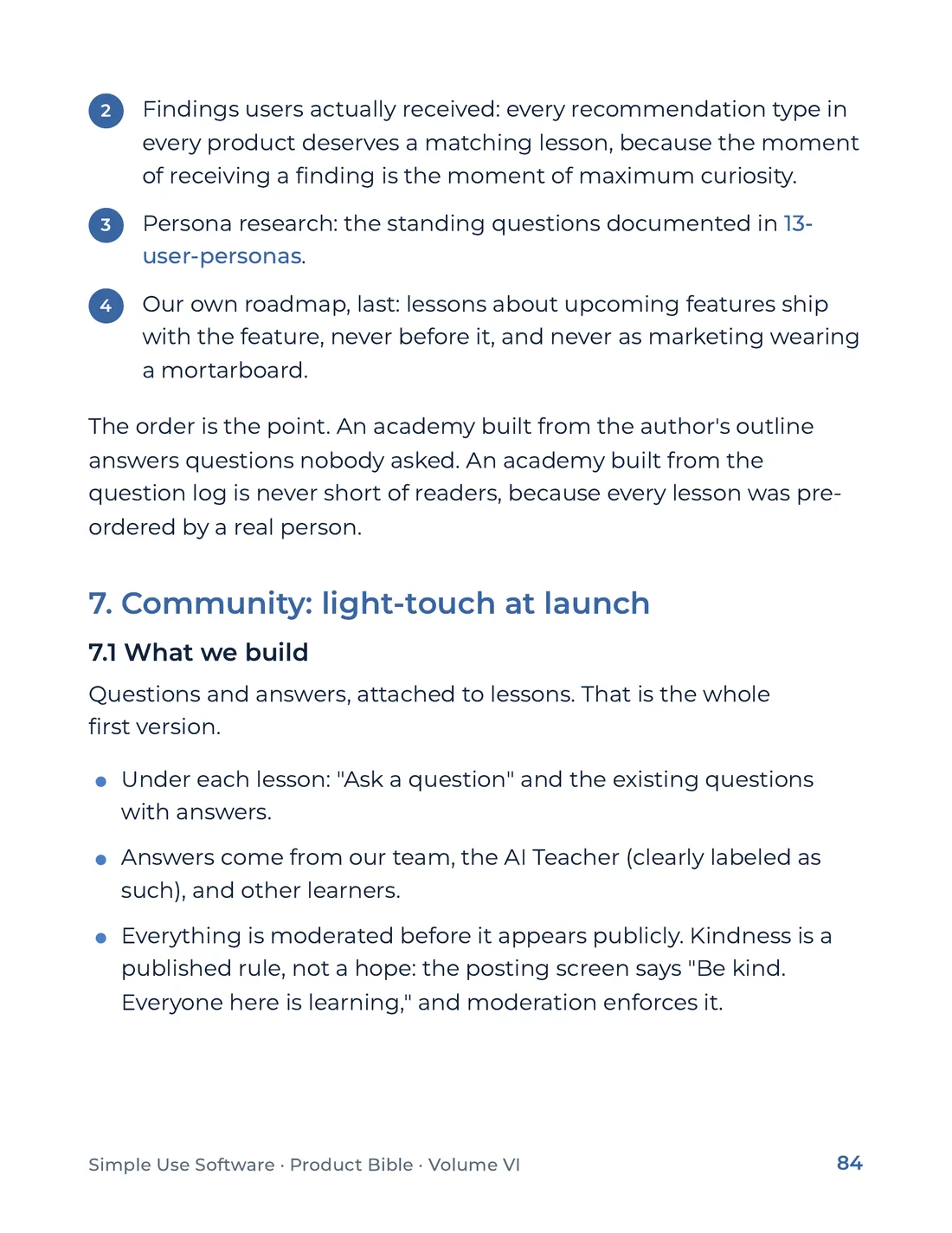 Product Bible, Products in Practice, page 84