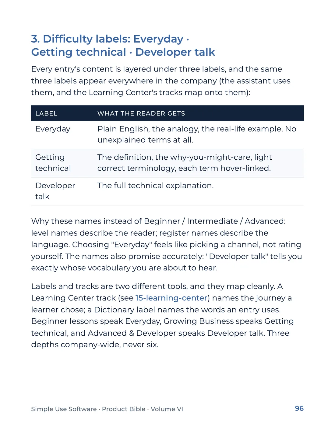 Product Bible, Products in Practice, page 96