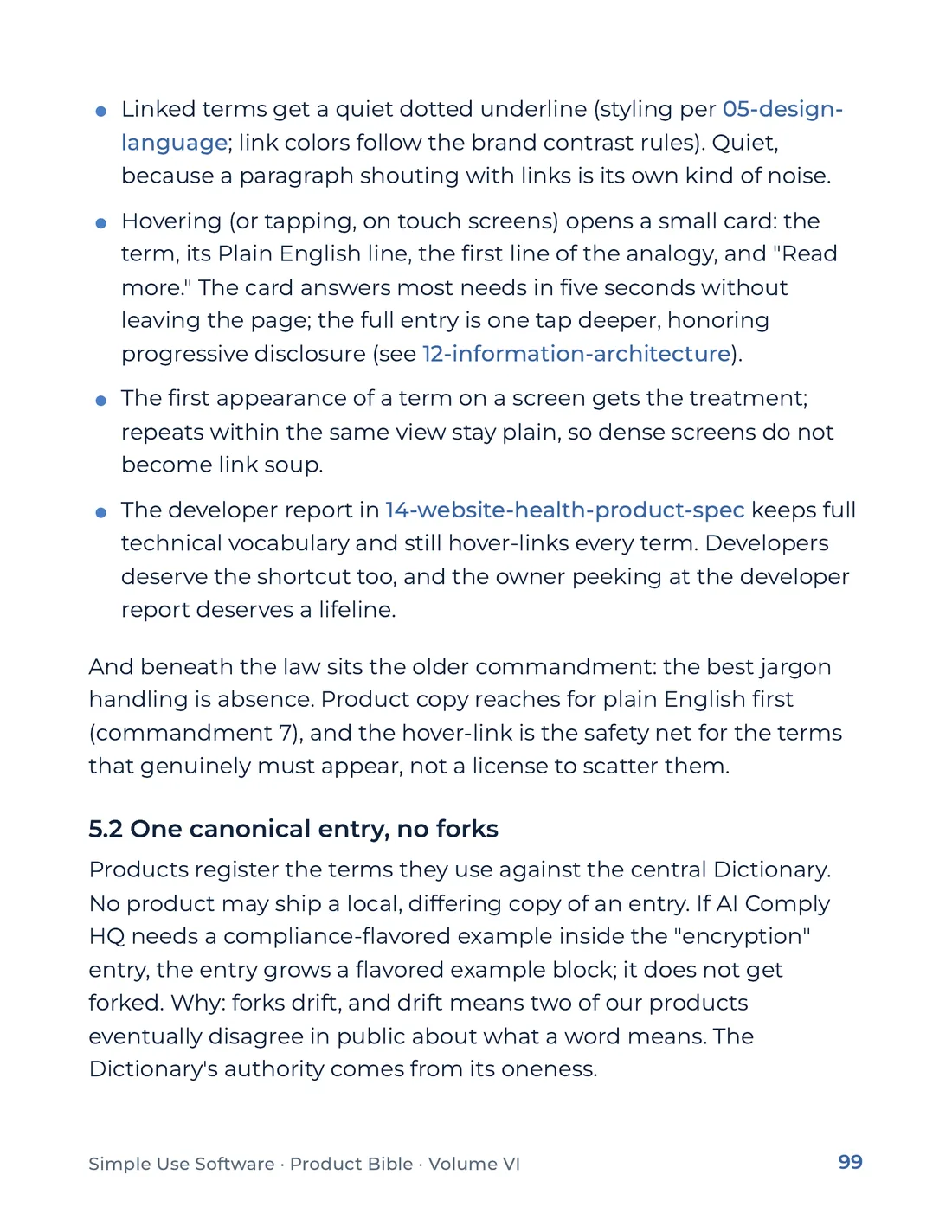 Product Bible, Products in Practice, page 99
