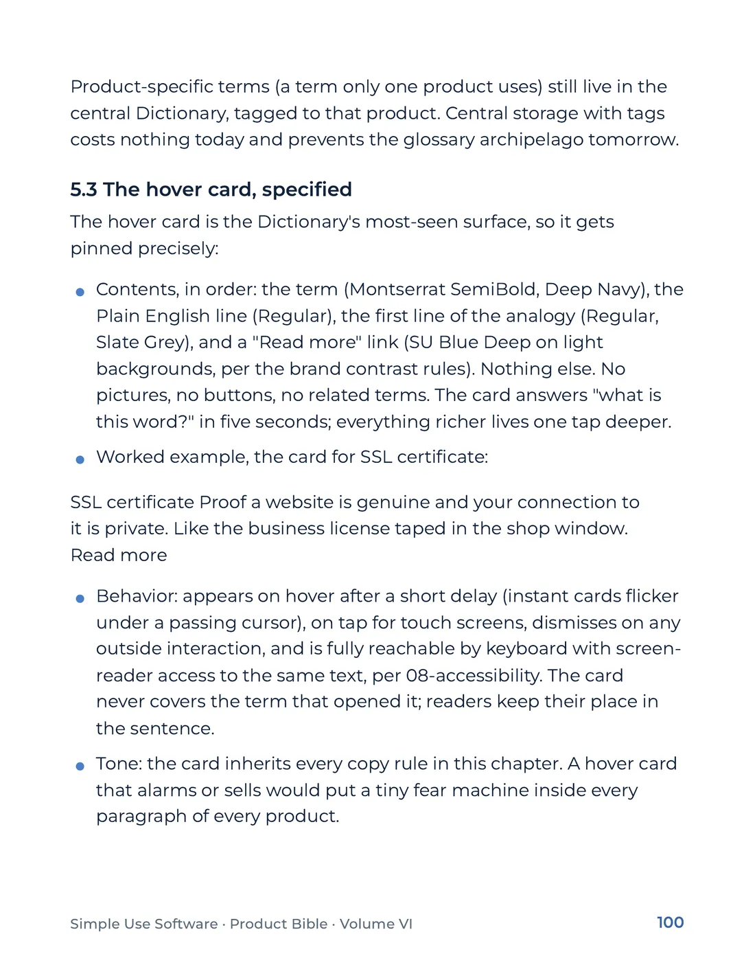 Product Bible, Products in Practice, page 100