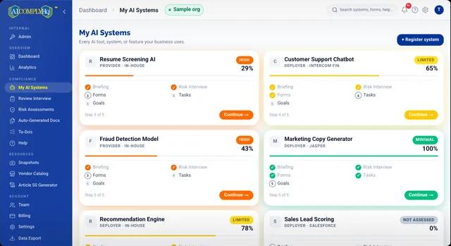AI Comply HQ: AI System Inventory