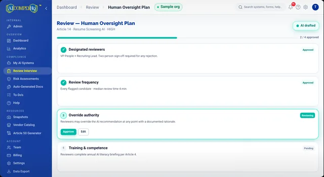AI Comply HQ: Human Oversight Plan