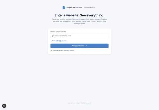 Simple Use Software: Create-a-Quote