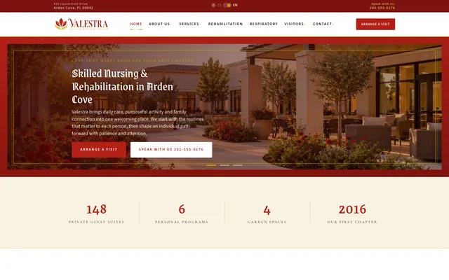 Valestra Nursing and Rehabilitation website